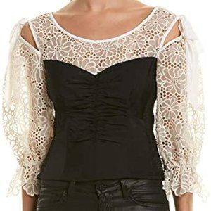 Rebecca Taylor Malorie Embroidery & Taffeta top NWOT SZ 6